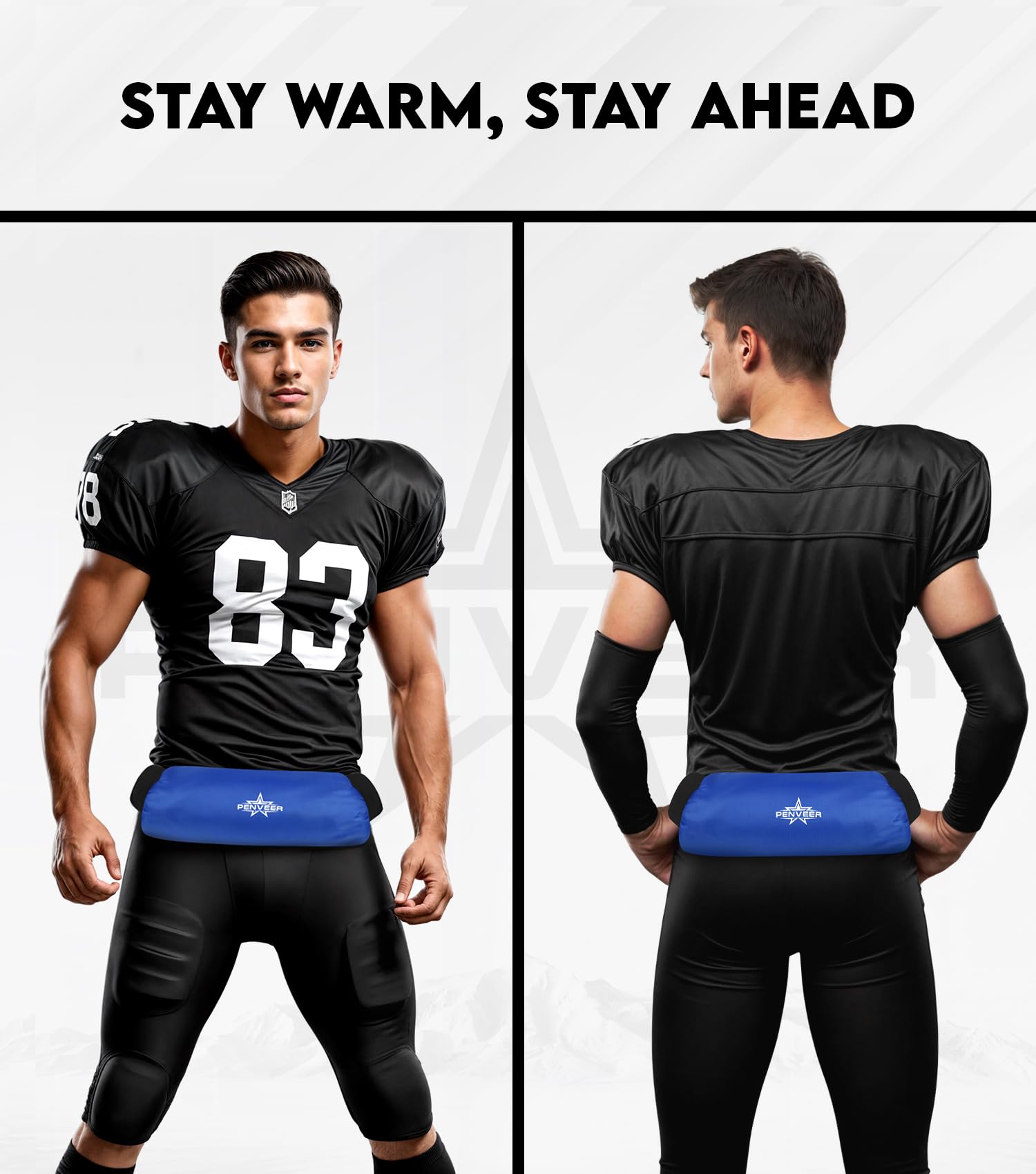Waterproof Football Hand Warmer Pouch with Zipper Pocket & Adjustable Strap - Youth & Adult Cold Weather Football Gear for Games, Practice & Outdoor Sports