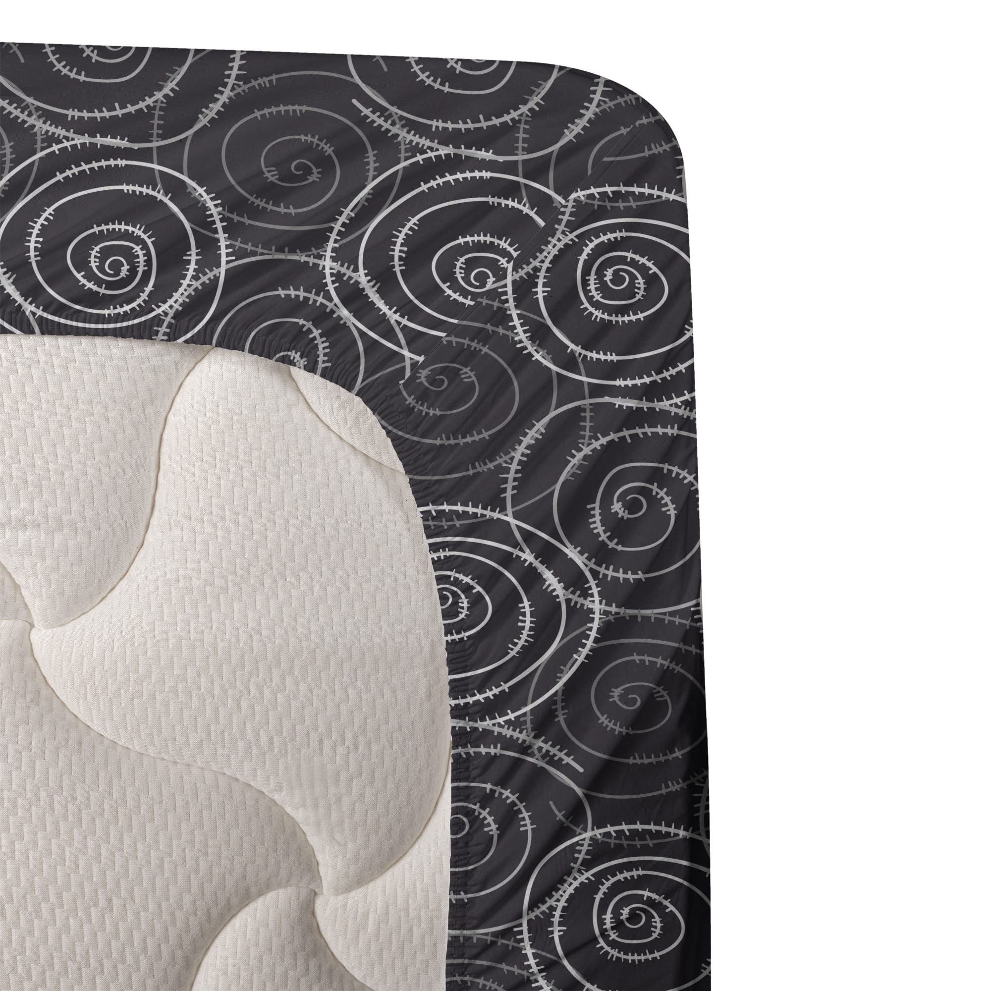 Ambesonne Abstract Sheet Set - Modern Hand Drawn Whirlpool Print 4-Piece Bedding Set (King Size, Dark Purple & Pale Grey) for Luxury Bedroom Decor & Guest Room Essentials