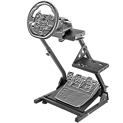 Hottoby Racing Wheel Stand with Shifter Upgrade - Compatible with Logitech G27/G25/G29 & Thrustmaster T80/T150/TX/F430 - Adjustable Mounting Holes - Perfect for Sim Racing & Gaming Setups (Wheel & Pedals Not Included)