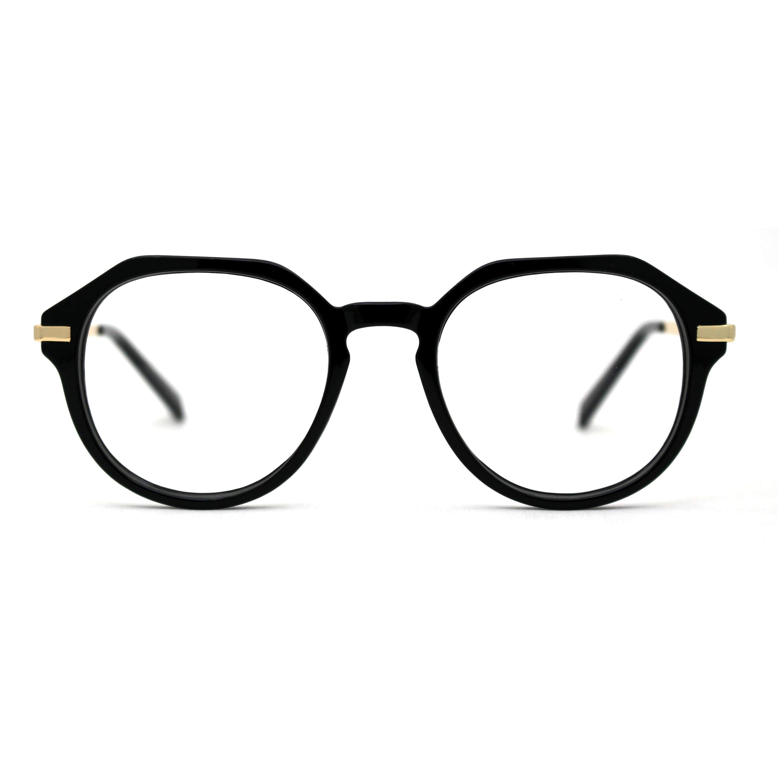 SA106 Fashionable Geometric Round Blue Light Blocking Glasses - Anti Eye Strain Computer Glasses for Men & Women - Perfect for Office Work, Gaming & Screen Time