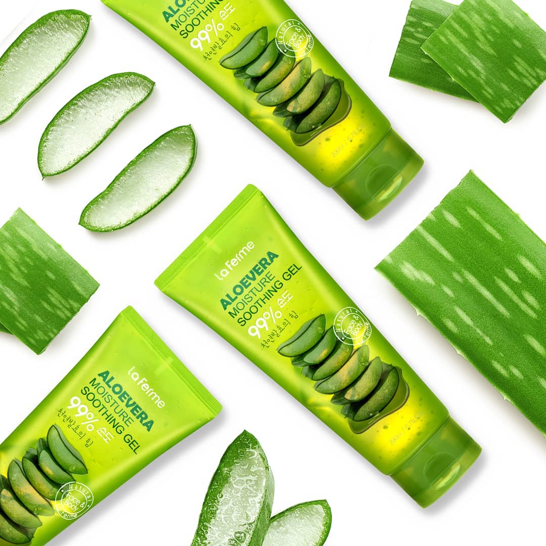 Farmstay La Ferme Aloe Vera Moisture Soothing Gel 200ml - Hydrating Face & Body Gel for Dry, Sensitive Skin - Perfect for Sunburn Relief & Daily Skincare Routine
