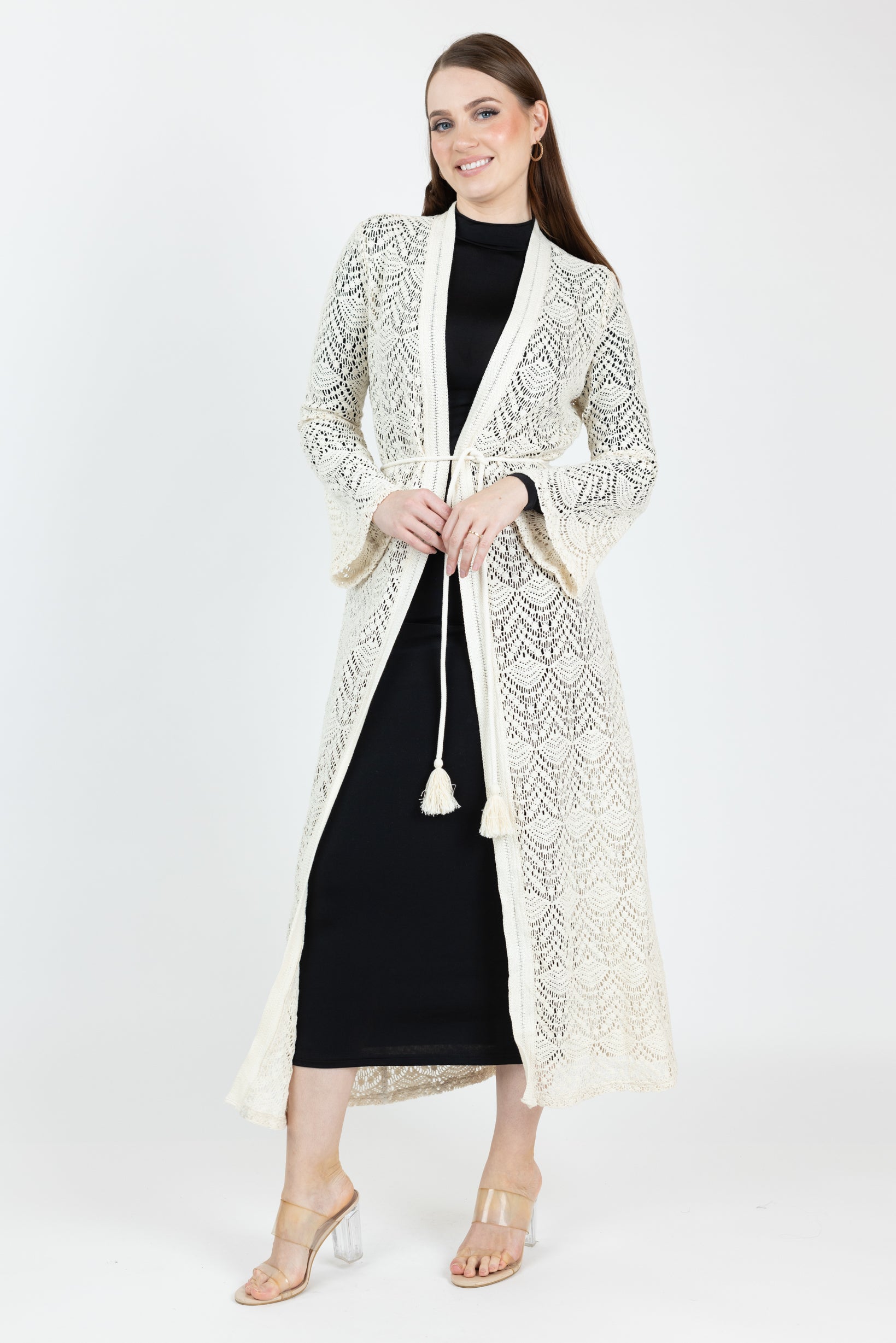 Adila Women's Crochet Cardigan Sweater - Lightweight Boho Lace Knit Open Front Cover Up for Spring & Summer - Perfect for Beach, Vacation, and Casual Outings