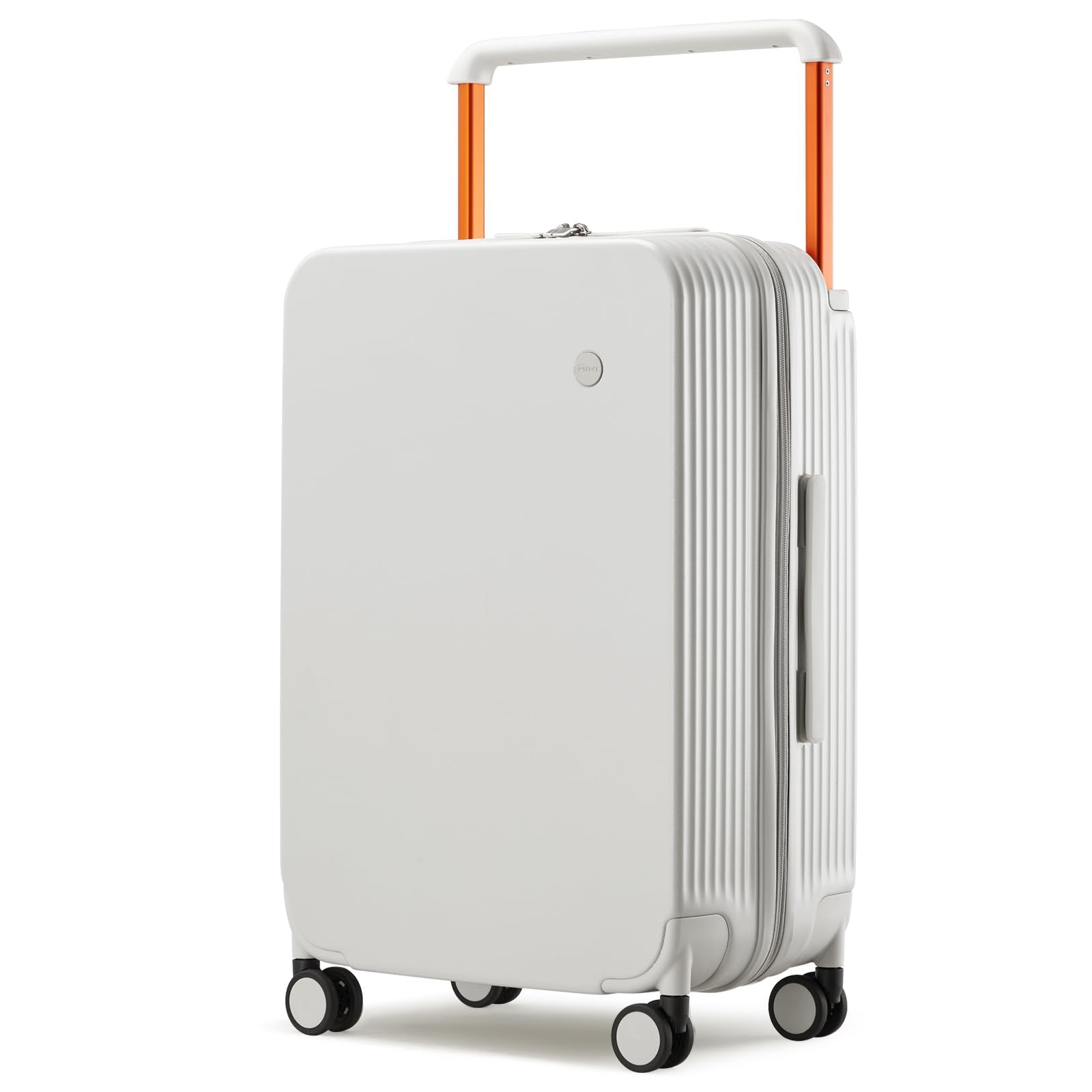 Mixi 20 Inch Carry On Luggage - Airline Approved Lightweight PC Hard Shell Suitcase with Spinner Wheels, TSA Lock & Wide Handle (Smoke White) - Perfect for Business Travel, Weekend Getaways & Airplane Cabins