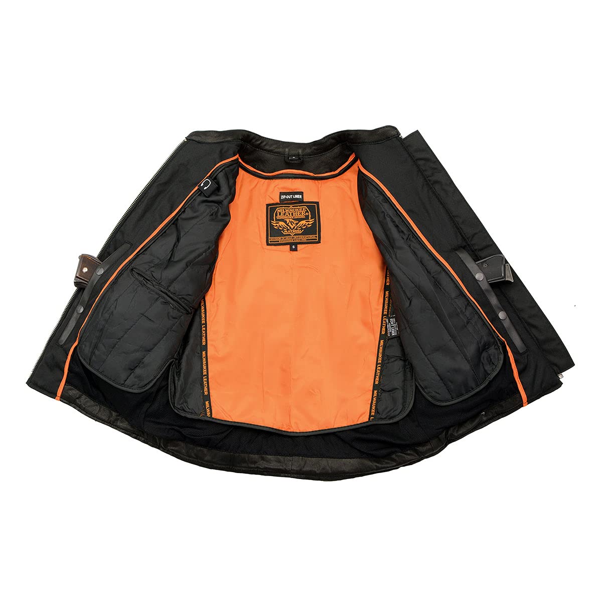Milwaukee Leather MLL2571 Women's Black & Pink Crinkled Arm Lightweight Racer Jacket - Large Size | Stylish Motorcycle Riding Gear for Women