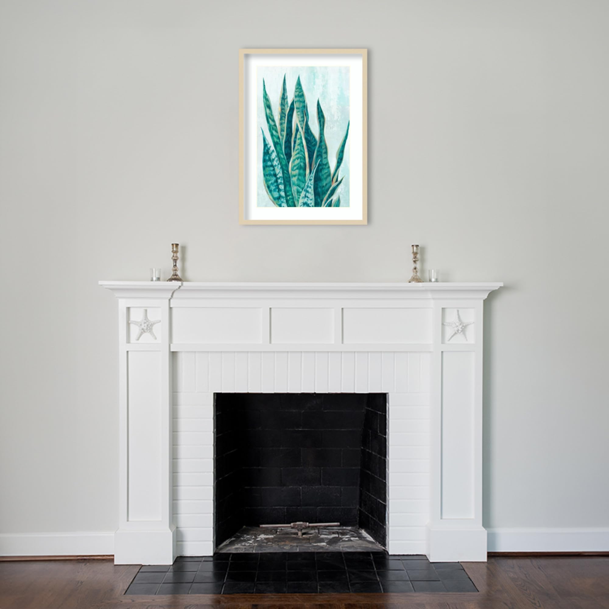 Amanti Art Framed Wall Print 33x24 - Eva Watts Variegated Leaves Floral Painting | Modern Contemporary Home Decor | Large Wall Art for Living Room, Bedroom, Office | Perfect for Housewarming Gifts & Interior Design