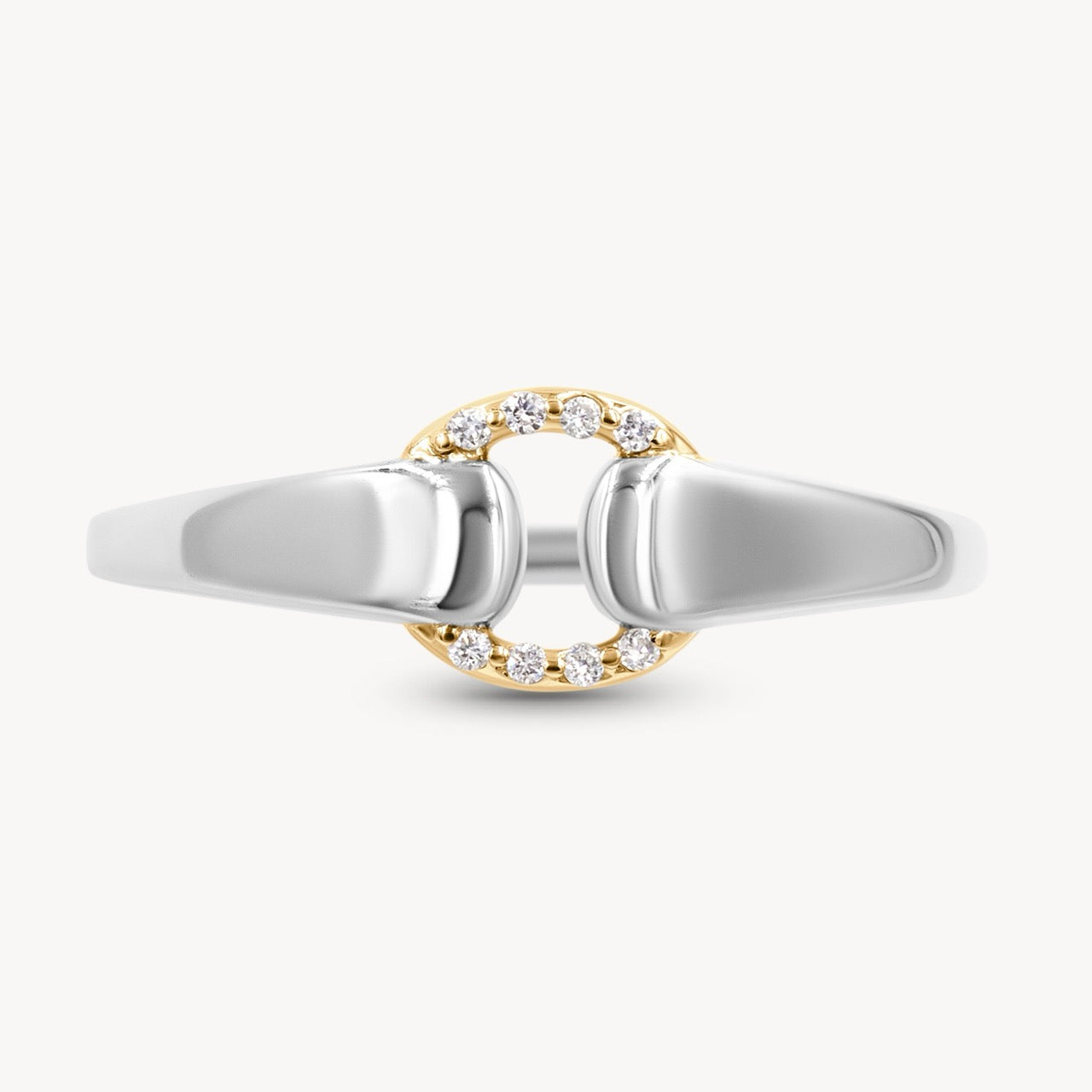 Mixed Metal Diamond Buckle Ring for Women - Elegant Stackable Jewelry for Everyday Wear, Anniversary Gifts & Special Occasions