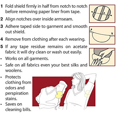 KLEINERT'S Disposable Dress Shields - 6 Pairs Per Pack, Sweat & Odor Protection for Women's Clothing | Premium Polyester Underarm Pads for Dresses, Blouses & Work Attire