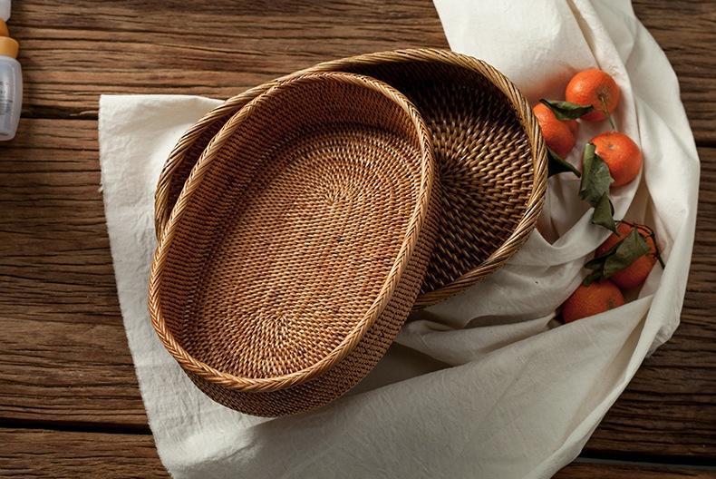 Handwoven Rattan Storage Basket - Small Woven Basket for Kitchen, Pantry & Home Organization | Eco-Friendly & Durable Storage Solution for Fruits, Vegetables & Household Items