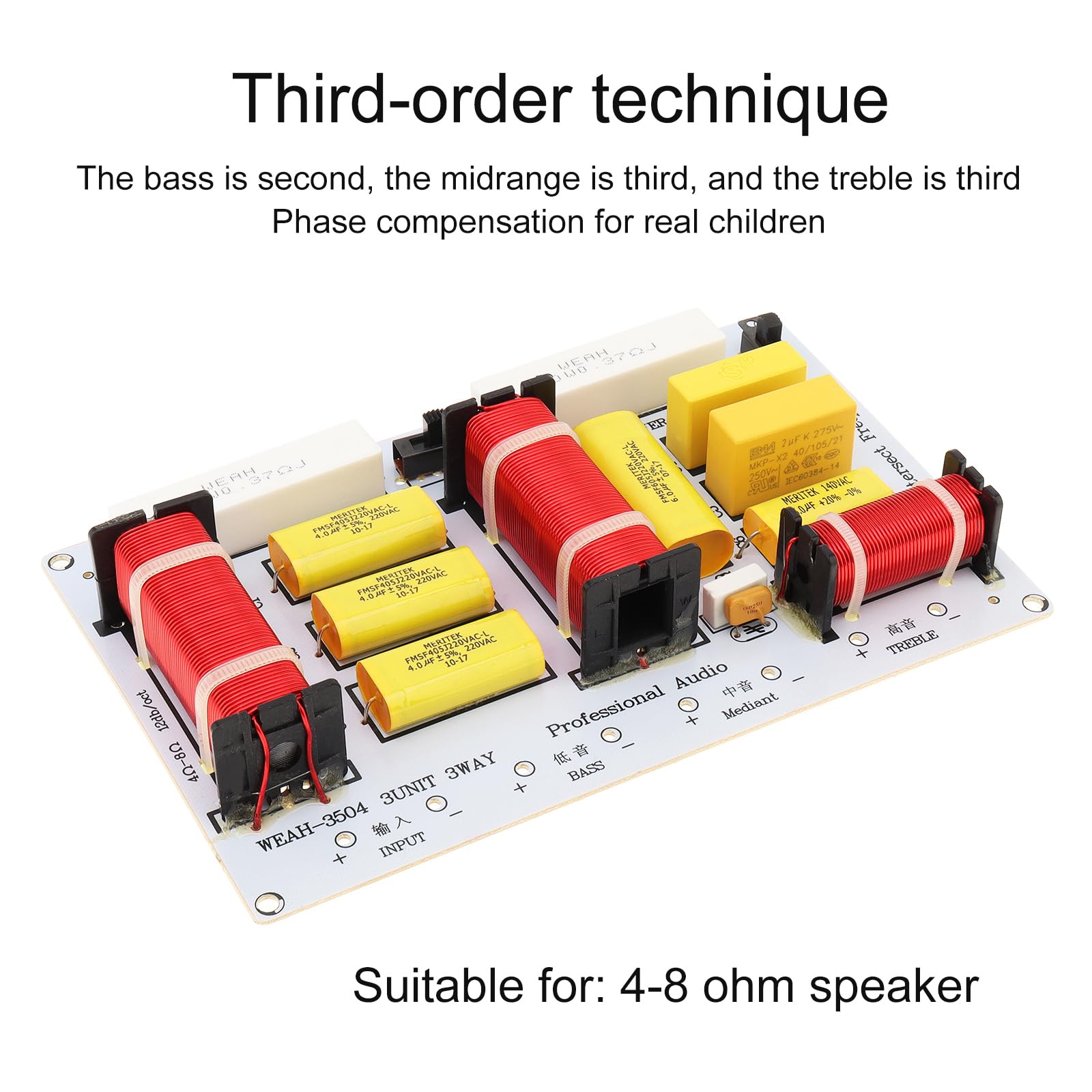 3 Way Speaker Crossover 350W - HiFi 3-Way Audio Frequency Divider for Home Theater & Studio Speakers - Perfect for DIY Speaker Projects, Professional Audio Systems & Car Audio Upgrades