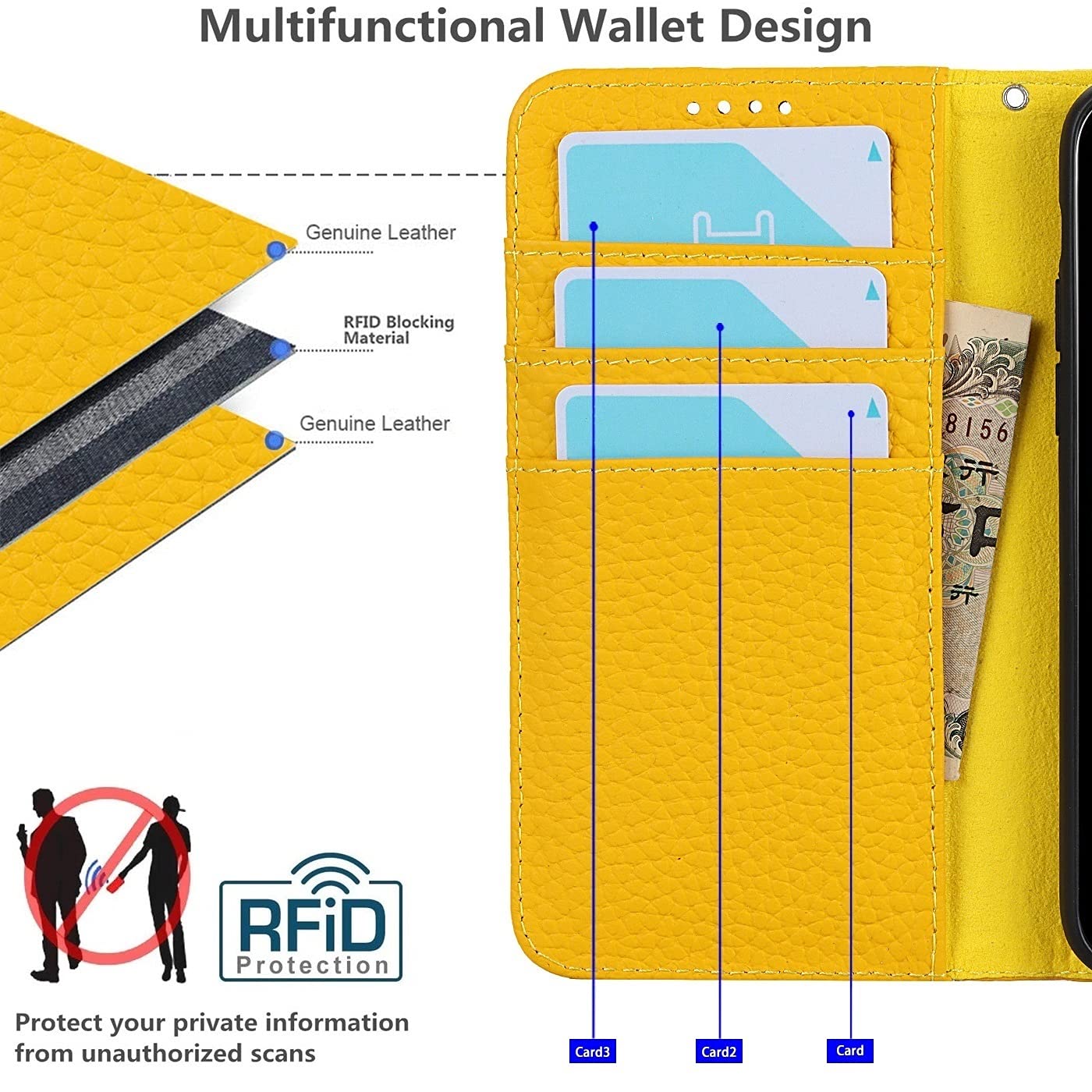Premium Genuine Leather Wallet Case for iPhone 12/12 Pro (6.1