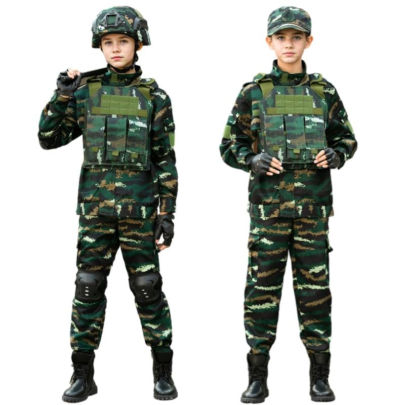 Kids Military Camouflage Soldier Play Set - Tactical Vest, Helmet & Backpack for Outdoor Adventure & Role Play Games
