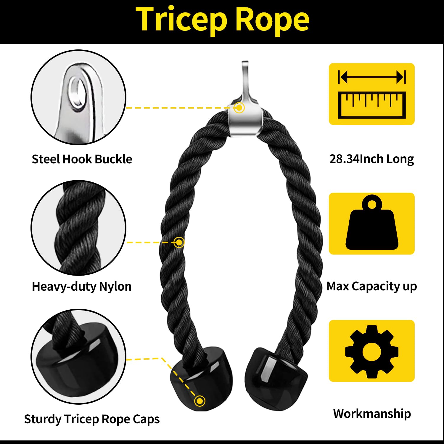 Heavy Duty Tricep Press Down Cable Machine Attachment & LAT Pulldown Bar - Premium Home Gym Accessories for Strength Training - Perfect for Triceps Workouts, Back Exercises & Full-Body Fitness at Home