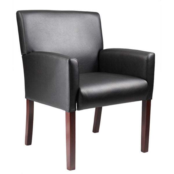 Boss Box Arm Guest, Accent or Dining Chair with Mahogany Finish - B629M - Perfect for Living Room, Dining Room & Office Decor