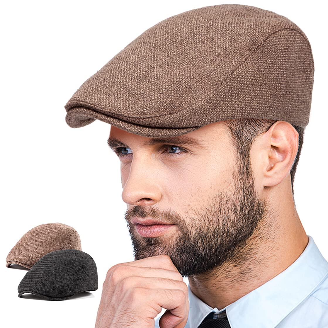 LADYBRO 2-Pack Unisex Newsboy Cap - Vintage Flat Golf Hat for Men & Women | Summer Outdoor Fashion Accessory for Golf, Beach & Casual Wear