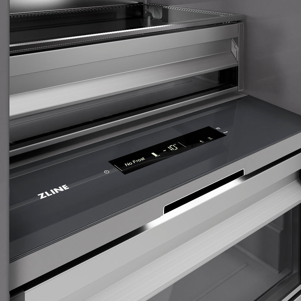 ZLINE Autograph Edition 24 Inch Stainless Steel Column Freezer - 12.4 cu. ft. Capacity, Graphite Gray Interior & Polished Gold Accents (RCFVZ 304 24 G) - Perfect for Home Kitchens, Restaurants & Entertaining Spaces