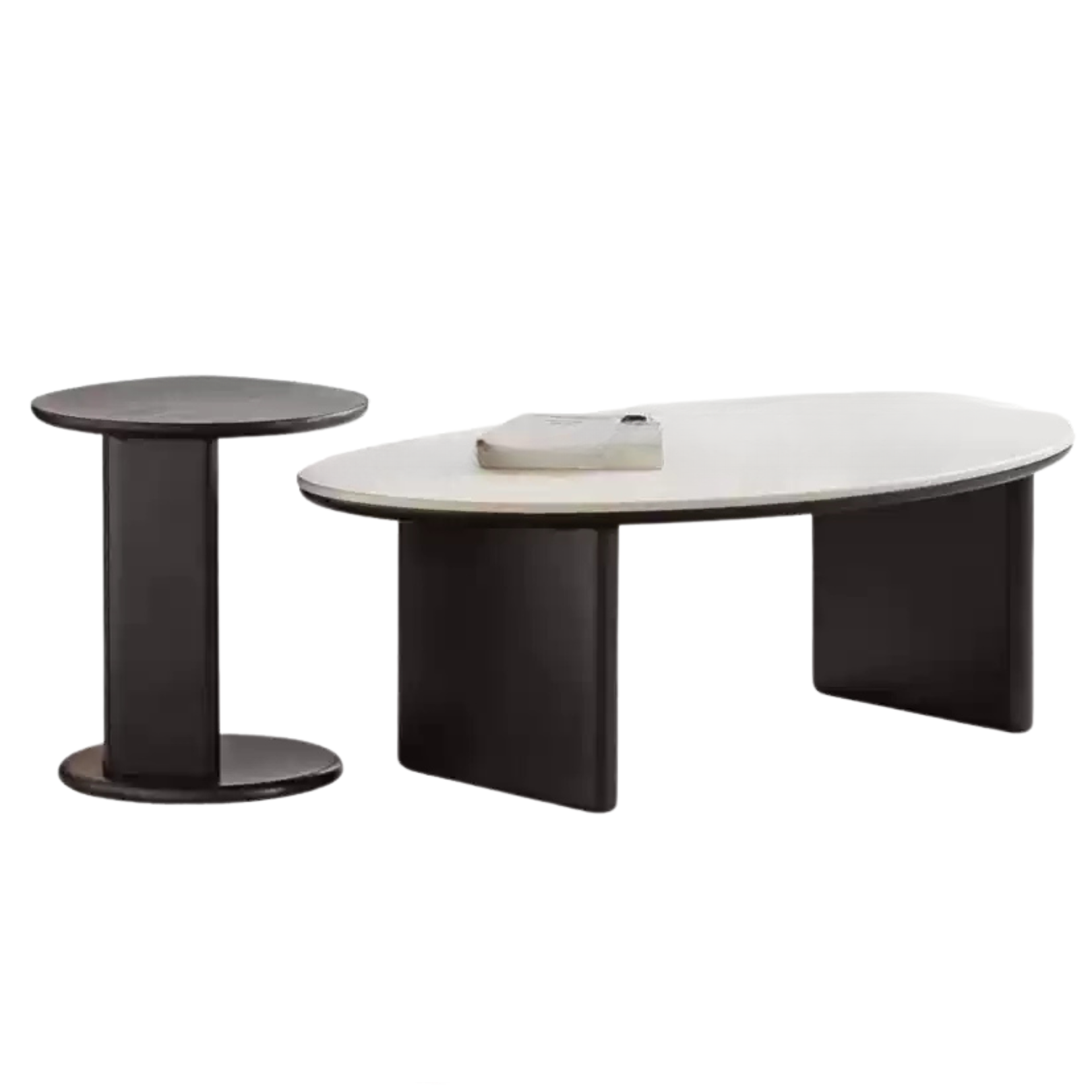 Solid Oak Wood Rock Slab Coffee Table - Rustic Modern Living Room Furniture for Home Decor & Entertainment Spaces