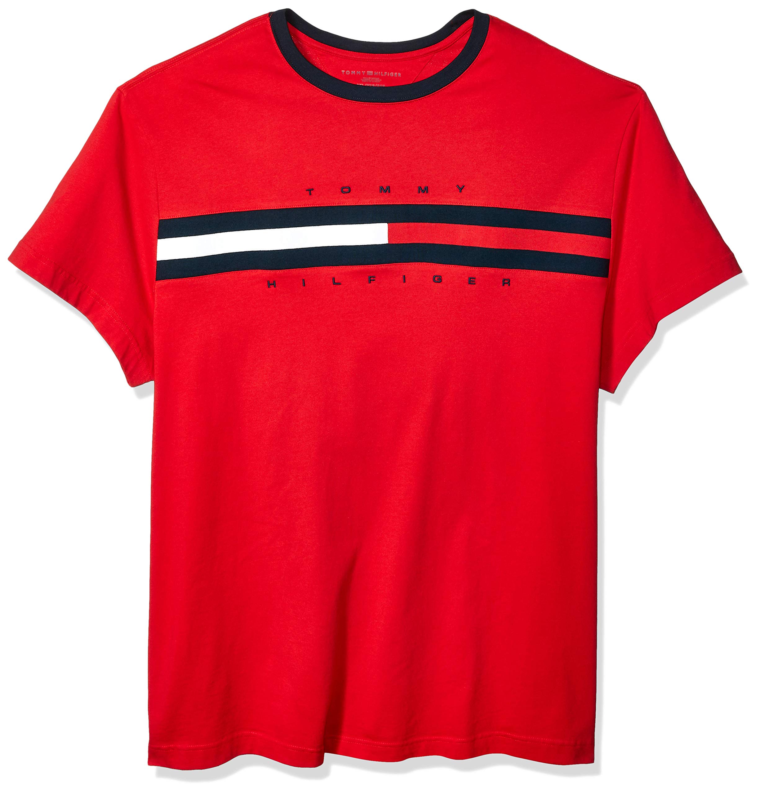 Tommy Hilfiger Men's Big & Tall Logo T-Shirt - Comfortable Cotton Crewneck Tee for Casual Wear & Everyday Outfits