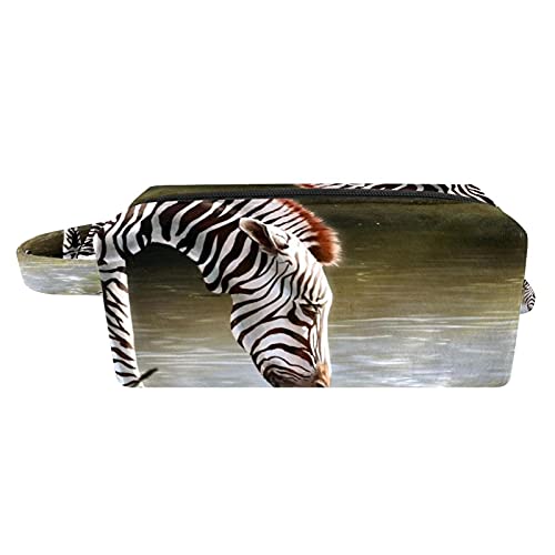 Stylish Zebra & Crocodile Print Makeup Bag - Travel Cosmetic Organizer with Zipper & Handle - Perfect for Toiletries, Cosmetics & Travel Essentials