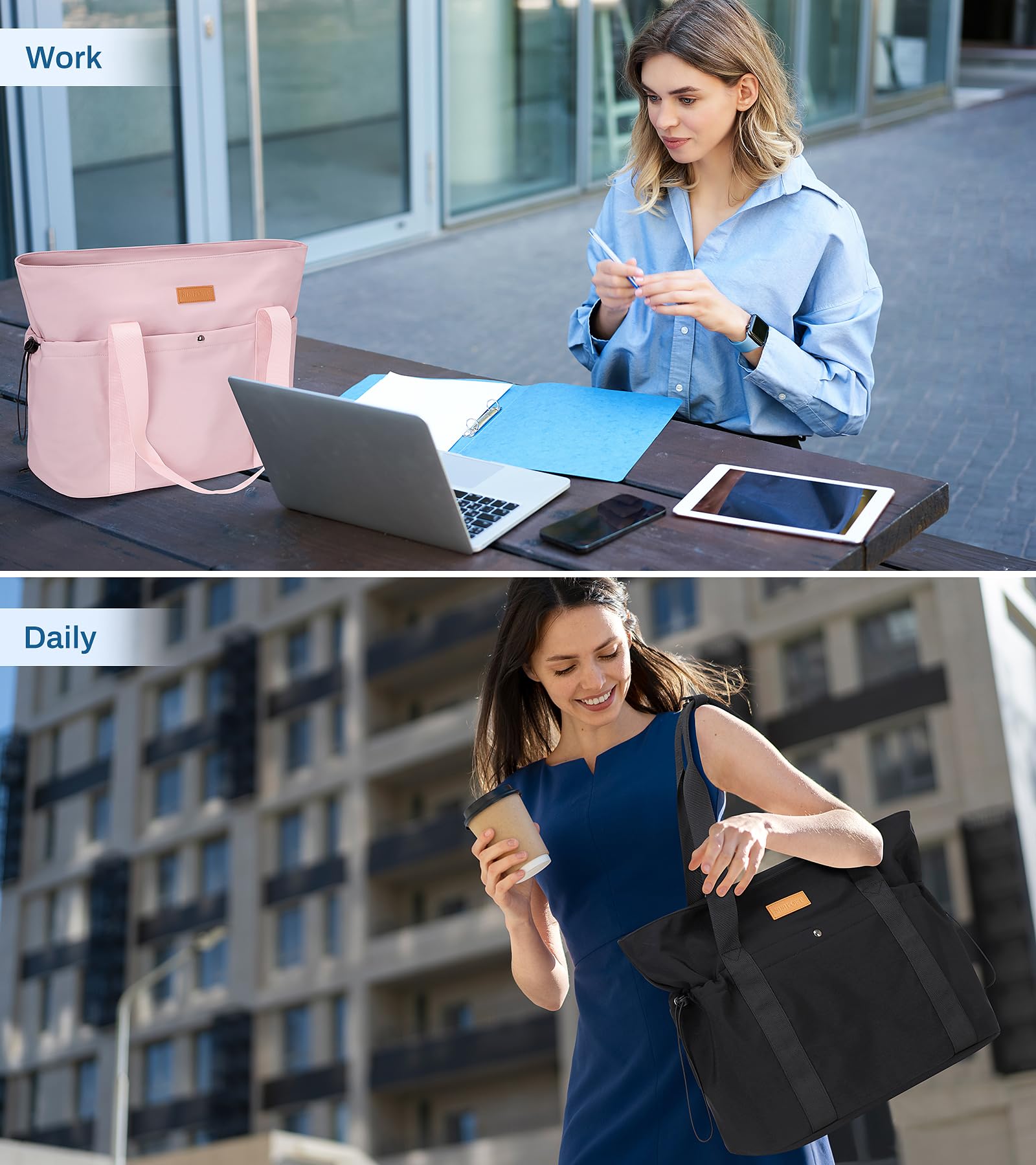 Stylish Women's Travel Tote Bag with Multiple Pockets - Fits 15.6