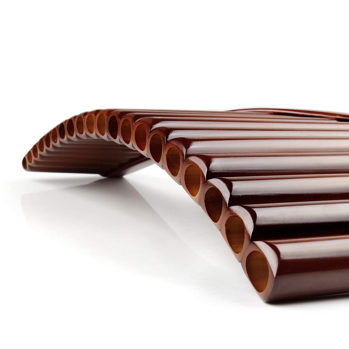 20-Piece E Key Natural Bamboo Pan Flute - Traditional Chinese Musical Instrument - Brown Pan Pipes for Beginners with Black Carrying Case (Right-Hand Style) - Perfect for Music Lovers, Meditation, Cultural Performances & Gift Giving