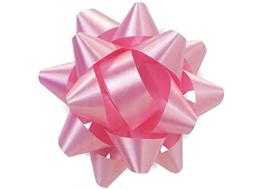 Poly Star Gift Bows - Paris Pink Medium 3.5 Inch Decorative Bows (8 Packs, 48 Bows Total) - 100% Polypropylene for Gift Wrapping, Party Decorations & Wedding Favors