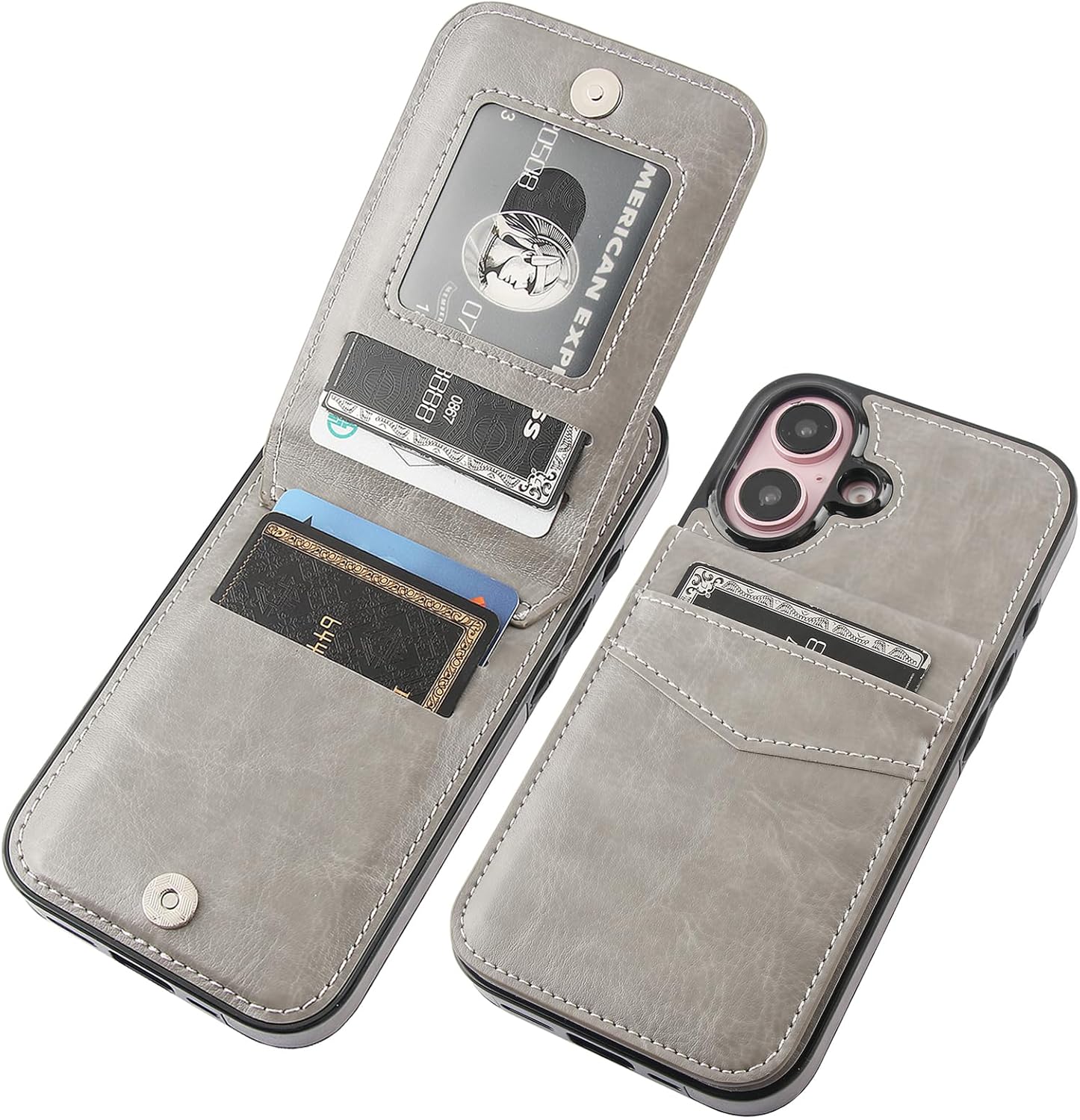 Premium Shockproof iPhone 16 Wallet Case with Credit Card Holder - Heavy Duty Dual Layer Protective Cover for 6.1