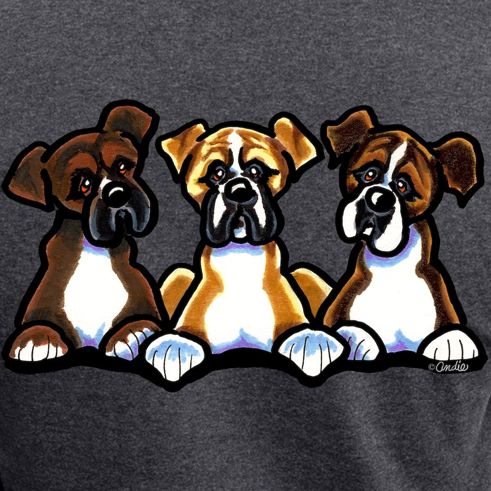 Three Boxer Lover Women's Charcoal Pajama Set - Cozy Sleepwear for Dog Lovers - Perfect for Lounging, Sleepovers & Relaxing at Home