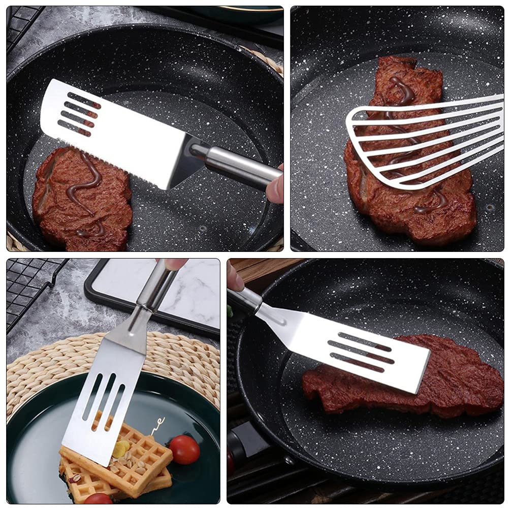 3-Piece Stainless Steel Kitchen Spatula Set - Pizza Turner, Dumpling Server, Egg Flipper, Cake Scraper & Fish Spatula for Baking, Cooking & Icing - Durable Metal Utensils for Home & Professional Kitchens