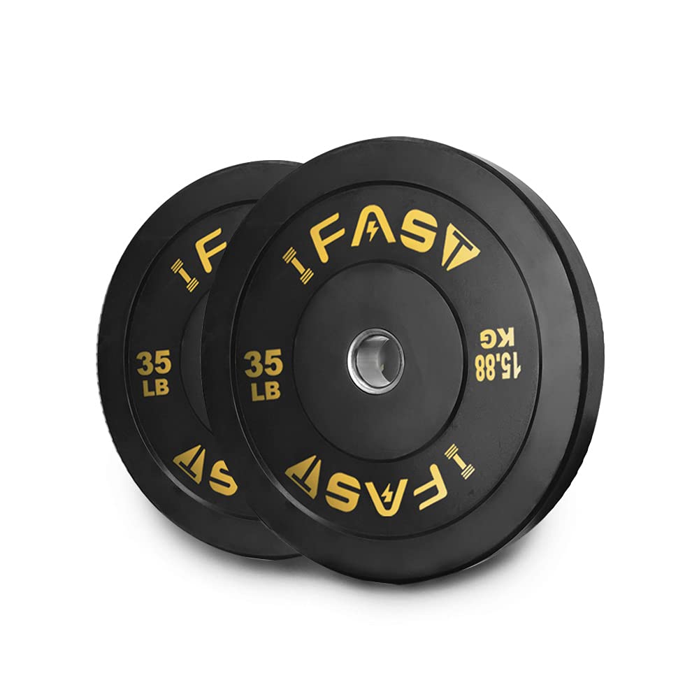 Olympic Weight Plates Set - 10lb/15lb/25lb/35lb/45lb/55lb Rubber Bumper Plates with 2 Inch Steel Insert for Weightlifting, CrossFit, Powerlifting & Home Gym Workouts - Perfect for Strength Training, Deadlifts, Squats and Bench Press Exercises