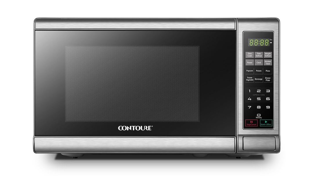 NAT.QUALITY Stainless Steel Compact Microwave Oven 0.7 Cu.ft - Perfect for Small Kitchens, Dorms & Office Spaces