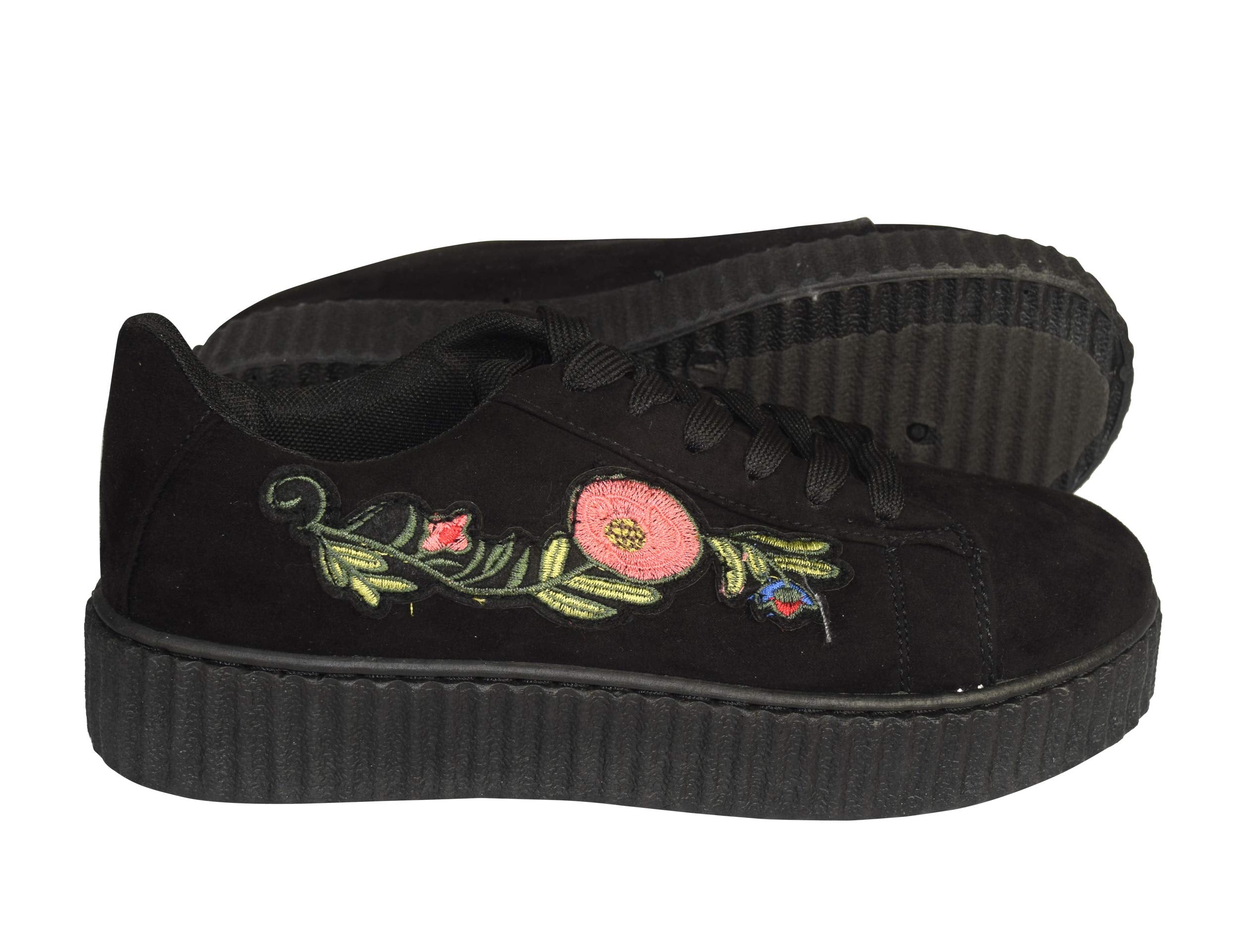 Women's Fashion Sneakers - Suede Flat Platform Lace-Up Casual Shoes for Walking, Work & Everyday Wear