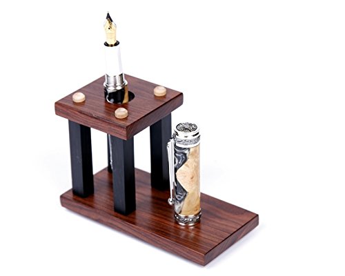 Premium Lanier Pens Rosewood & Ebony Upright Pen Stand - Handcrafted Wood Display Holder for Fountain Pens, Ballpoints & Collectibles - Perfect for Office Desk, Study Table & Gift Giving