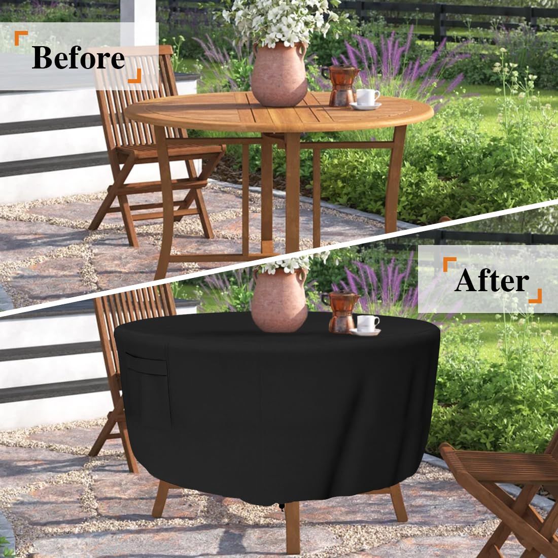 Heavy Duty Waterproof Round Patio Table Cover 48 Inch Diameter - UV Resistant Outdoor Furniture Protector for Dining & Coffee Tables - Perfect for Veranda, Lawn, Garden & Backyard Use