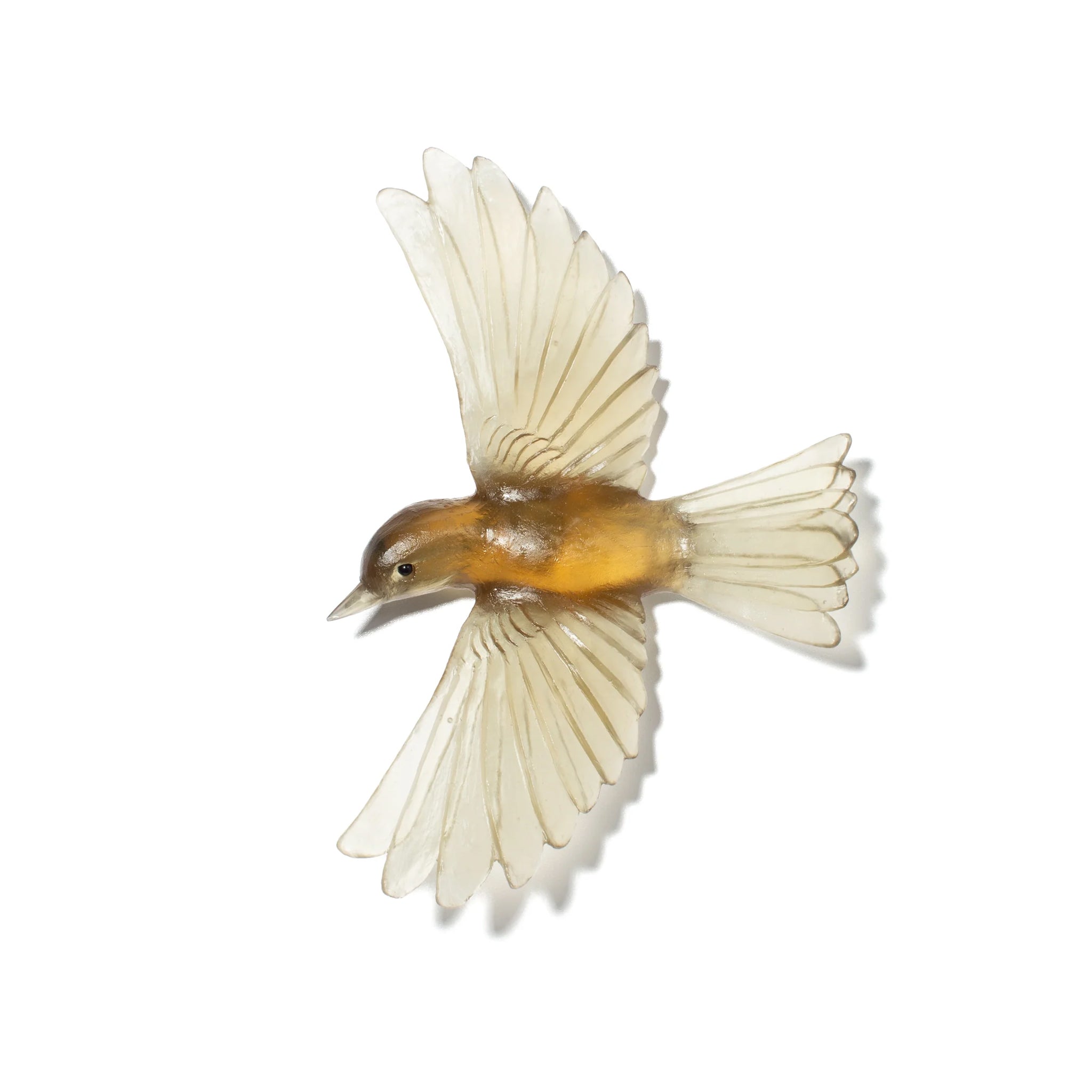 Glass Mōhua Yellowhead Wall Sculpture by Luke Jacomb Studio – Elegant Home Decor for Living Room, Bedroom & Office