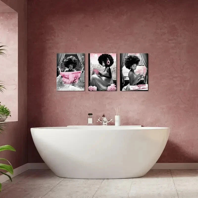 3pcs African American Women Inspirational Metal Wall Art - Ready to Hang Motivational Decor for Home, Office & Gifts