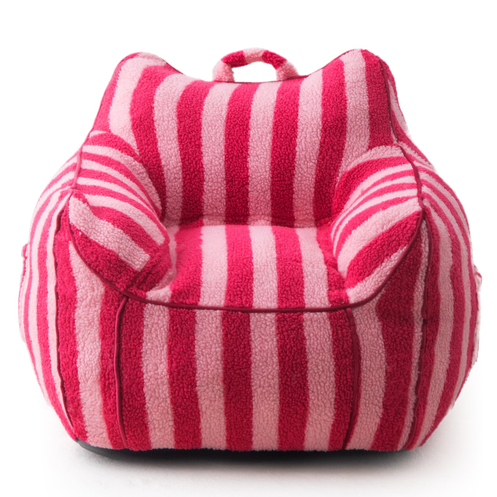 MAXYOYO Kids Bean Bag Chair - Sherpa Fabric Bean Bag Couch with Decorative Edges for Children's Room | Soft Pink Striped Design | Perfect for Playrooms, Bedrooms & Reading Nooks