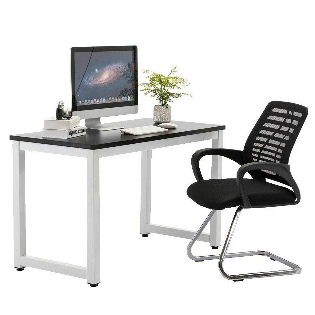 Ergonomic Computer Desk for Home Office - Black Study Table with Spacious Workstation for PC & Laptop - Perfect for Remote Work & Gaming Setup (US Stock)
