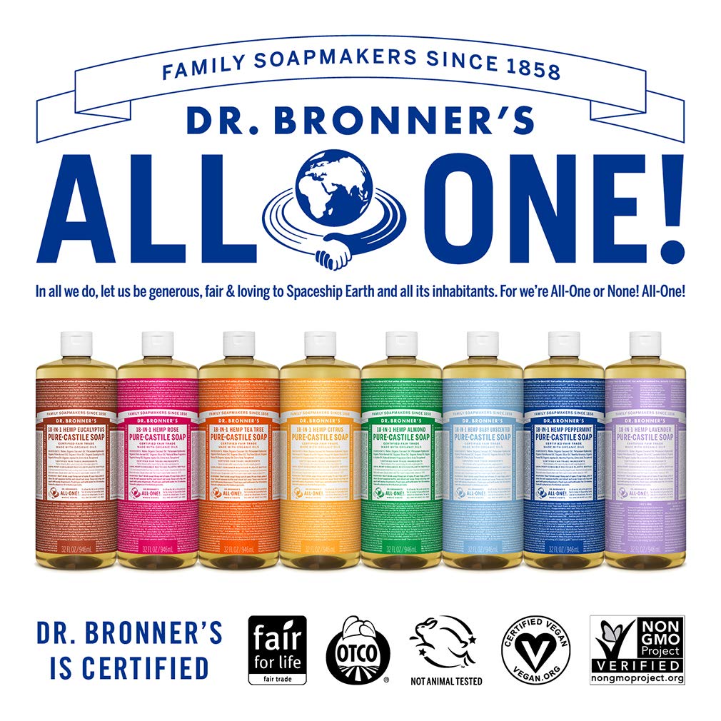 Dr. Bronner's Organic Pure-Castile Liquid Soap - Citrus Scent, 1 Gallon | 18-in-1 Uses for Face, Body, Hair, Laundry, Pets & Dishes | Concentrated, Vegan, Non-GMO | Perfect for Home, Travel & Eco-Friendly Cleaning