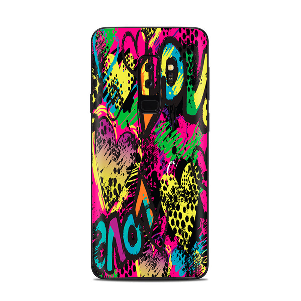 80's Love Pop Art Neon Samsung Galaxy S9 Plus Phone Case - Vintage Retro Aesthetic Protective Cover for Samsung Galaxy S9 Plus - Perfect for Music Lovers & Retro Enthusiasts