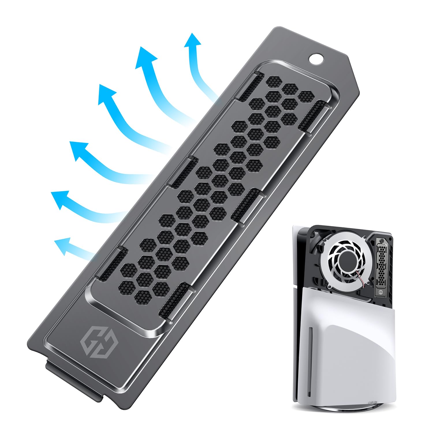 GRAUGEAR Metal Heat Dissipation Cover for PS5 Pro/Slim M.2 SSD Expansion Slot | Compatible with PS5 NVMe SSD with Heatsink | Enhanced Cooling with Breathable Cellular Design | Dust Proof Protection (Black) | Perfect for Gaming, Streaming & Extended Play Sessions