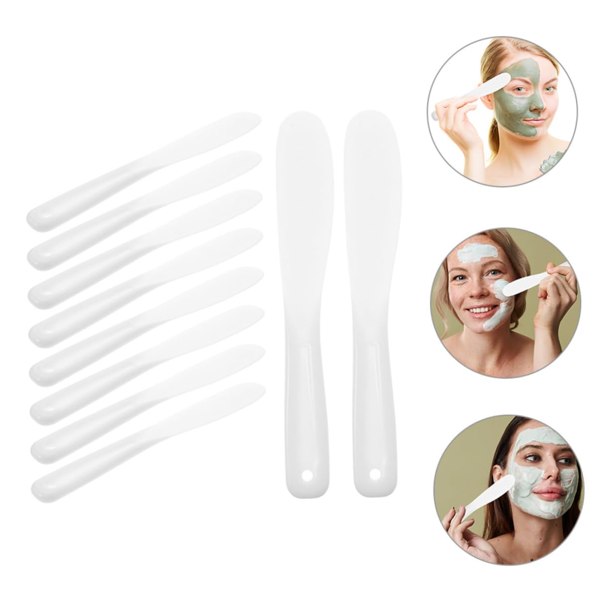 20-Piece Silicone Makeup Spatula Set - Bulk Beauty Spatulas & Large Cream Scoops for Skincare, Cosmetics, Foundation - Perfect for Women & Girls (White) - Ideal for Salon, Spa, Home Beauty Routine & Travel Makeup Kit