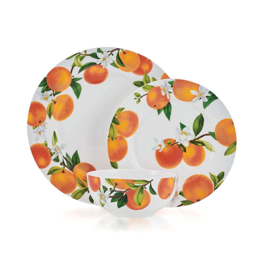12-Piece Mandarin Dinnerware Set - Service for 4 - Elegant Porcelain Tableware for Family Dinners, Parties & Holiday Entertaining