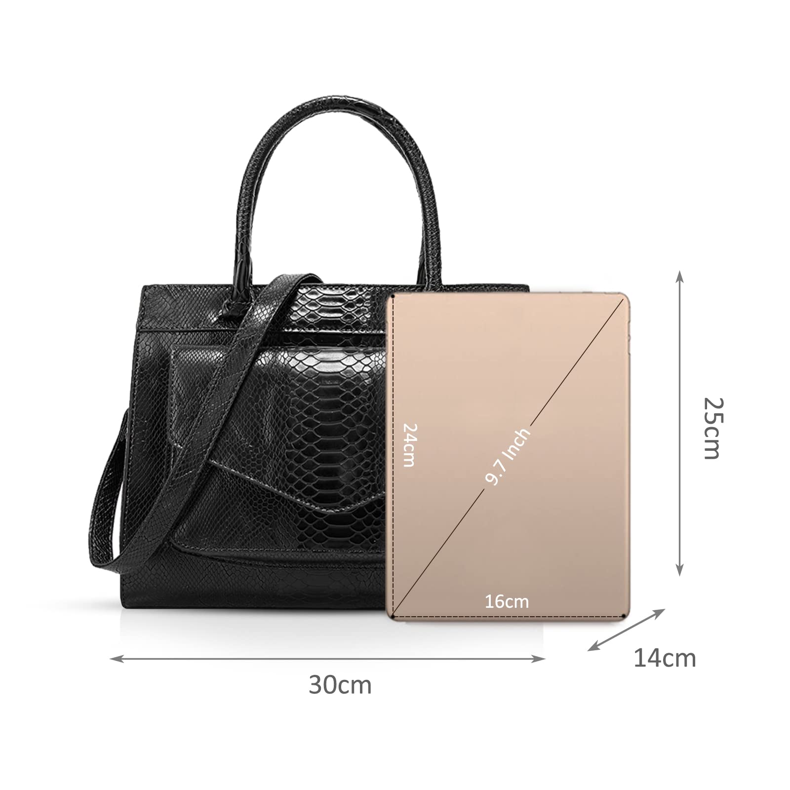 NICOLE & DORIS Women's Crocodile Embossed PU Leather Handbag - Fashion Top Handle Shoulder Bag for Ladies, Medium Size | Perfect for Work, Office, Dating & Daily Use