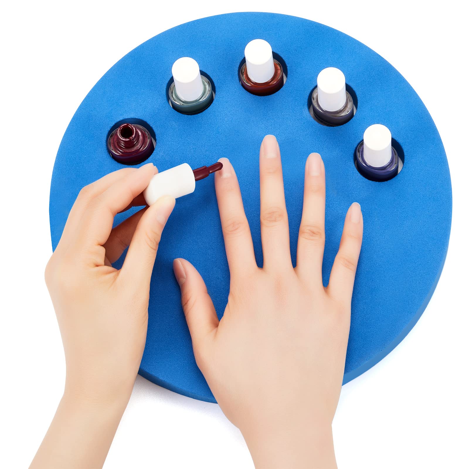 Weysat 2-in-1 Anti Spill Nail Polish Holder Stand - Nail Polish Organizer & Bottle Holder for Manicure & Pedicure - Blue Nail Art Accessories for Salon & Home Use