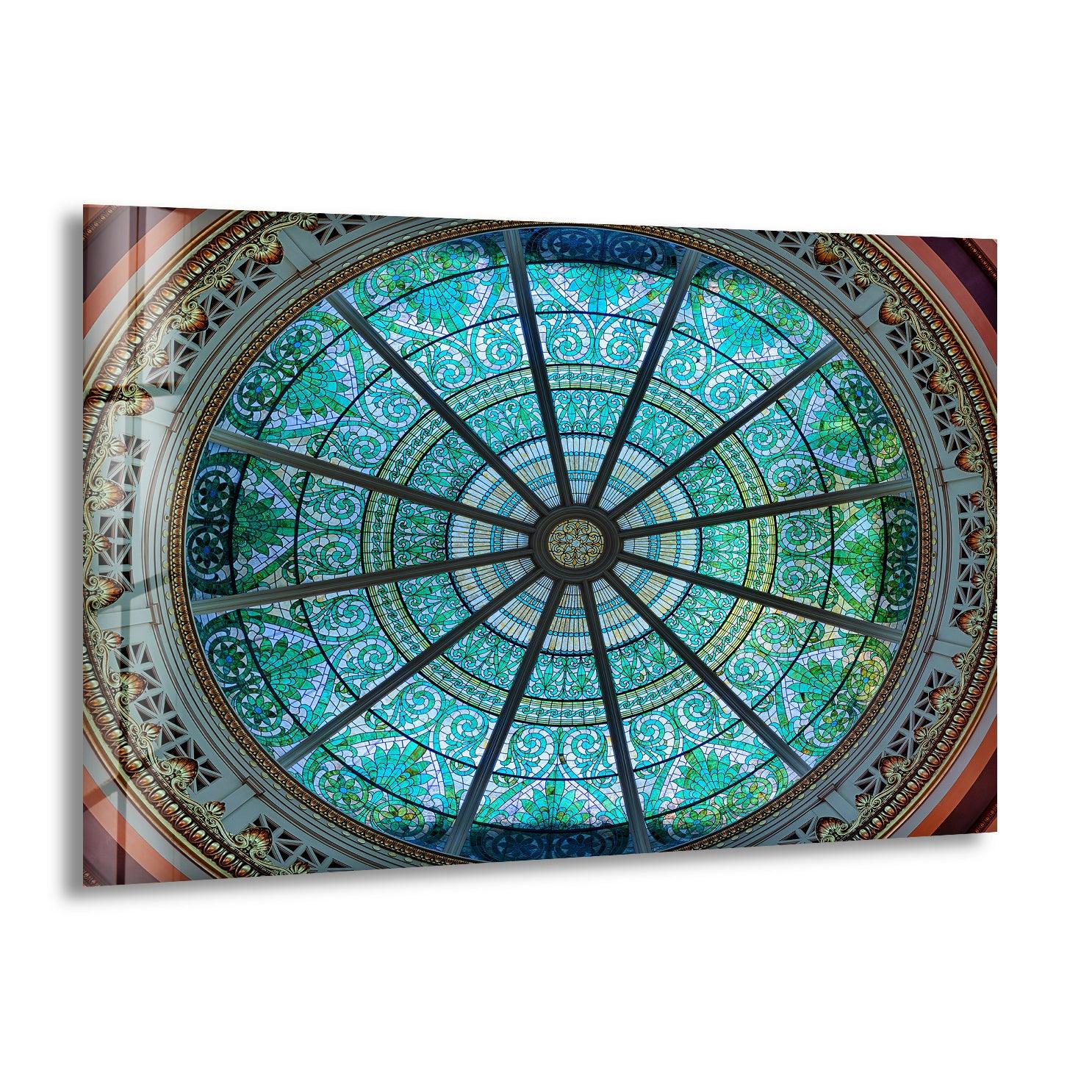 Stained Glass Blue Church Window Wall Art - Handmade Gothic Decor for Home, Office & Wedding Venue