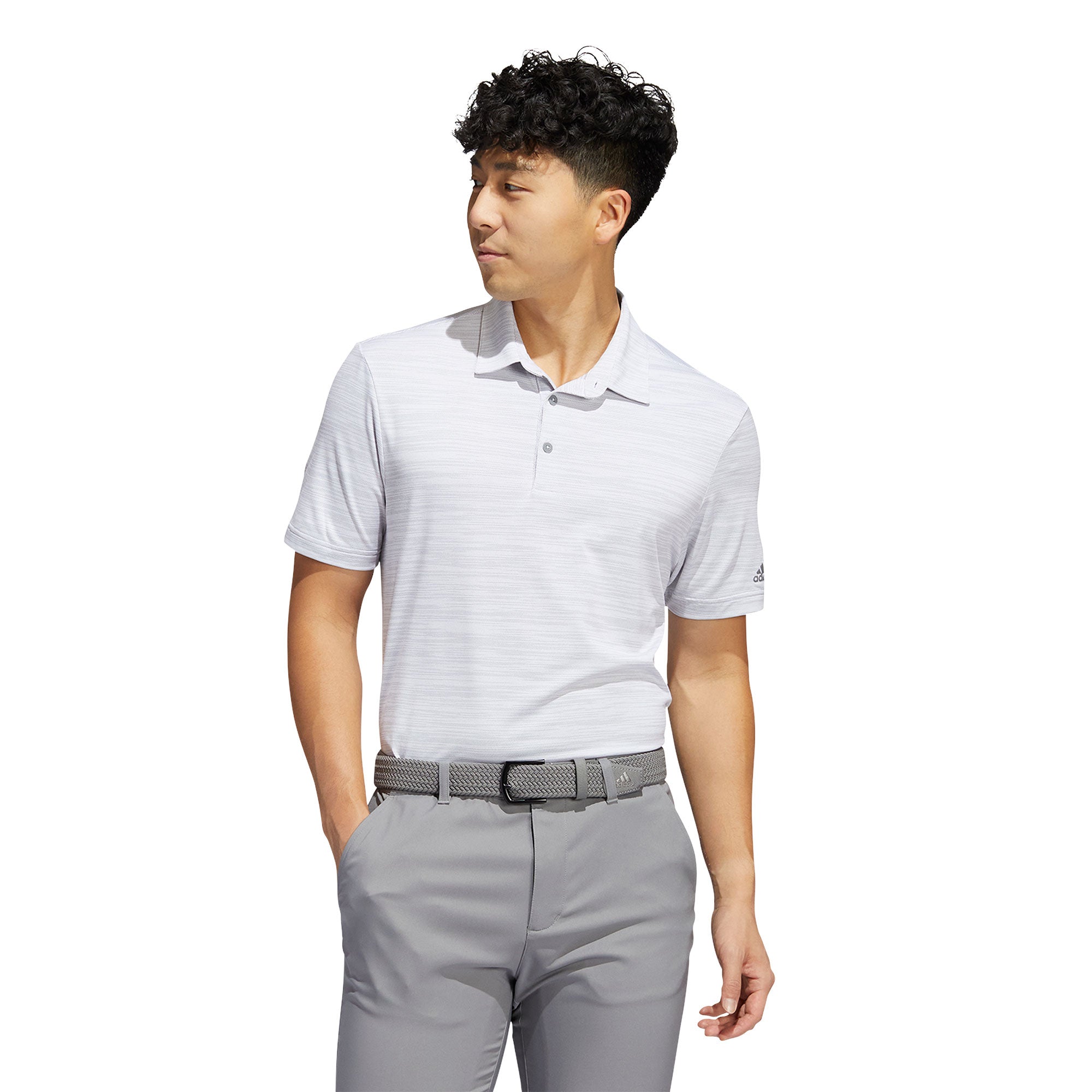 Adidas Men's Space Dyed Striped Golf Polo Shirt - Moisture Wicking & UV Protection for Golf & Casual Wear