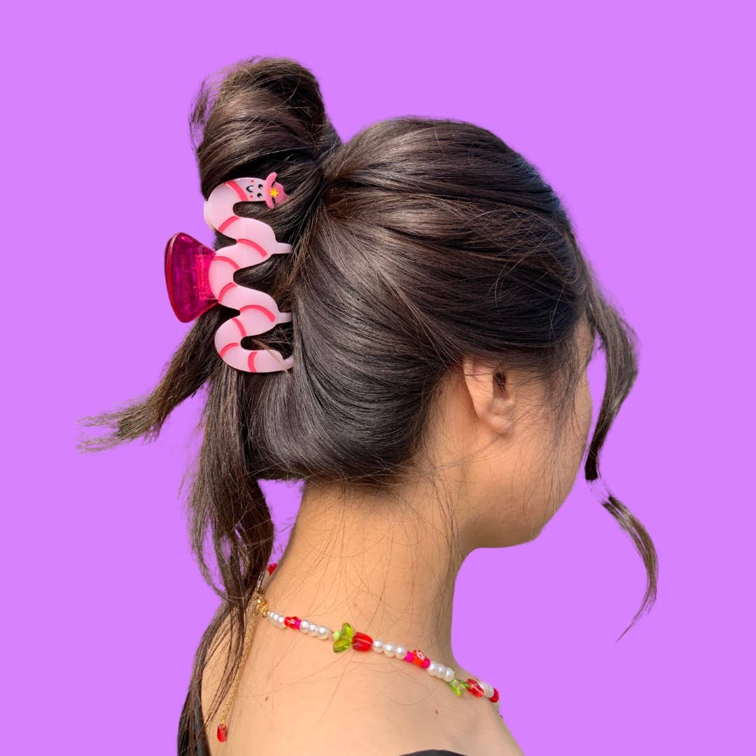 Cowboy Worm Acetate Hair Claw Clip - Non-Slip Hair Clips for Women, Girls - Perfect for Ponytails, Buns & Updos (Pack of 2)