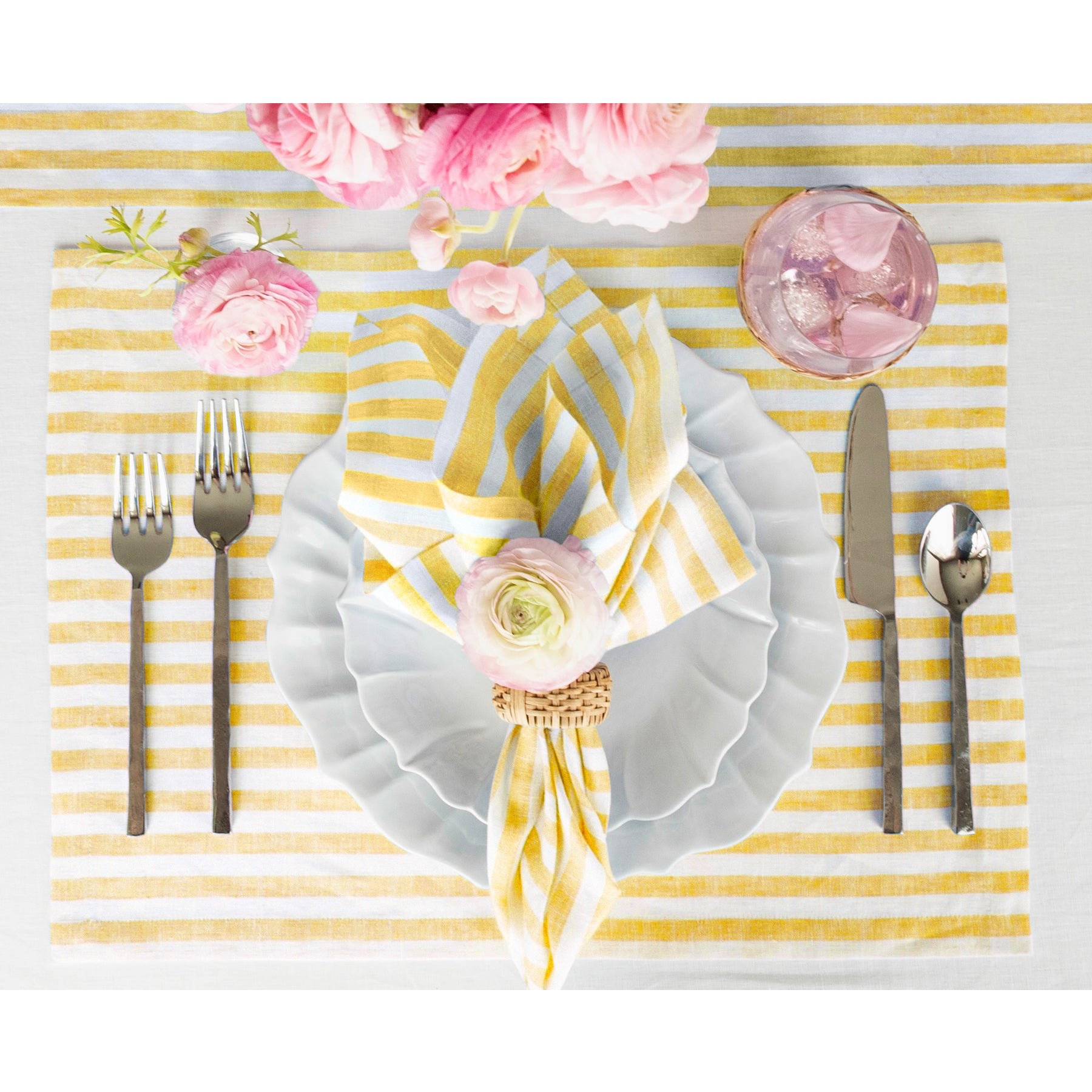 Amalfi Stripe Placemats Set - Waterproof & Washable Table Mats for Dining - Perfect for Home, Kitchen, Restaurant & Outdoor Use