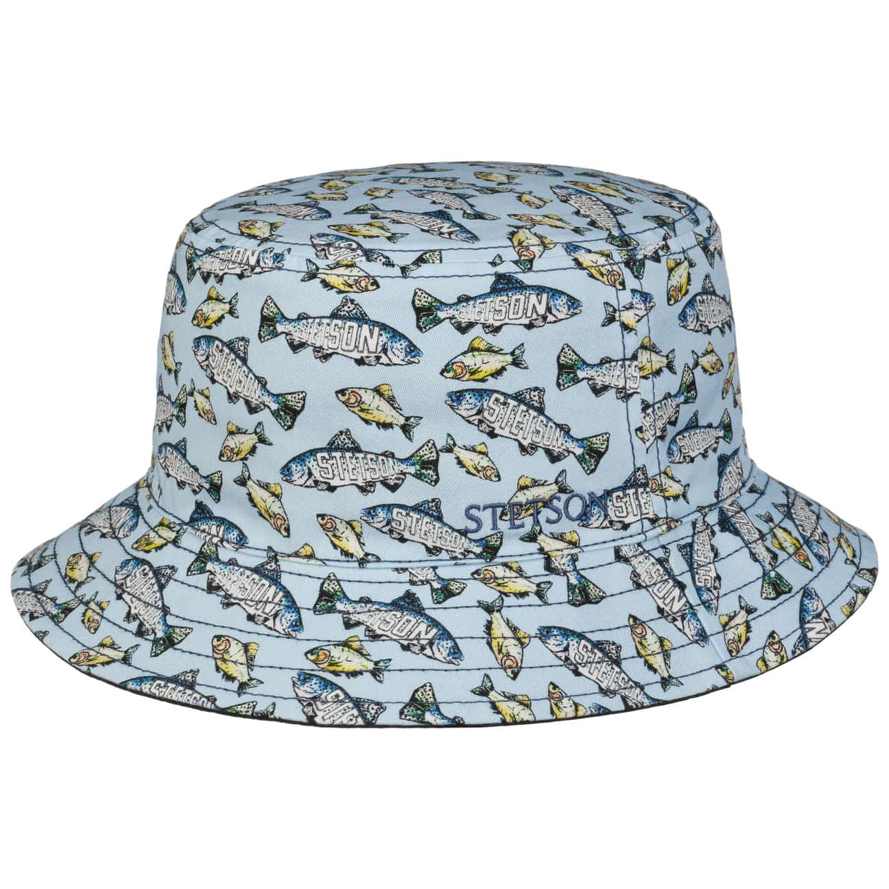 Stetson Reversible Allover Fish Print Bucket Hat for Men & Women - Outdoor Fishing, Beach, Hiking, and Casual Wear