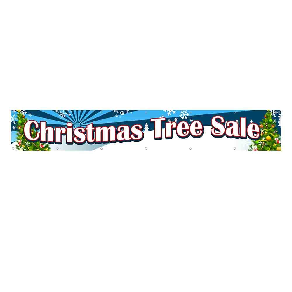 Extra Large 13 oz Heavy-Duty Vinyl Christmas Tree Banner with Metal Grommets - Single-Sided Holiday Decoration for Indoor/Outdoor Use
